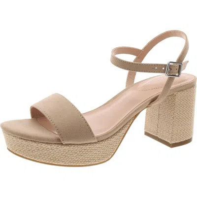 Bandolino Pennie 2 Womens Faux Suede Ankle Strap Slingback Sandals In Light Natural