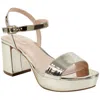 Bandolino Pennie 3 Womens Padded Insole Faux Leather Platform Heels In Gold