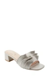 Bandolino Rista Metallic Ruffle Slide Sandal In Silver - Textile