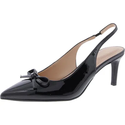 Bandolino Shane 3 Womens Bow Patent Slingback Heels In Black Patent