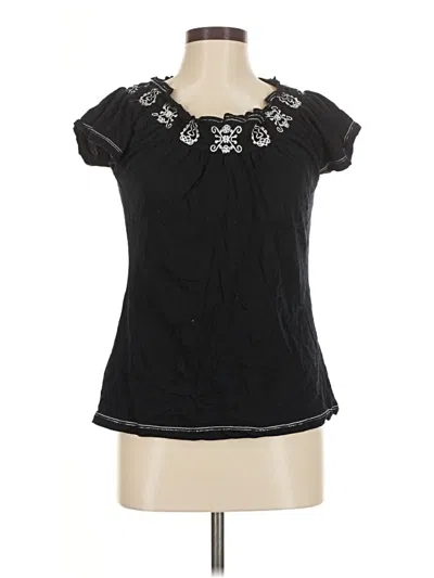 Pre-owned Bandolino Short Sleeve Top Black Sweetheart Neckline Tops
