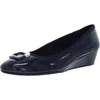 Bandolino Tad 3 Womens Patent Round Toe Wedge Heels In Blue