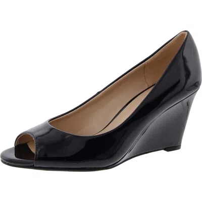 Bandolino Tuff Love Womens Glitter Metallic Wedge Heels In Navy