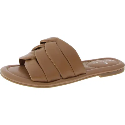 Bandolino Vistan3 Womens Criss-cross Faux Leather Slide Sandals In Brown