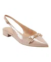 Bandolino Women's Alex Pointy Toe Slingback Flats In Light Natural Patent