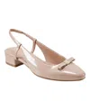 Bandolino Women's Andies Bow Block Heel Slingback Pumps In Light Natural Patent