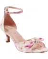 Bandolino Andora Ankle Strap Kitten Heel Sandal In Pink Blushing Floral