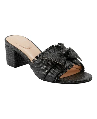 BANDOLINO WOMEN'S ARDEN RAFFIA KNOTTED BOW BLOCK HEEL SANDALS