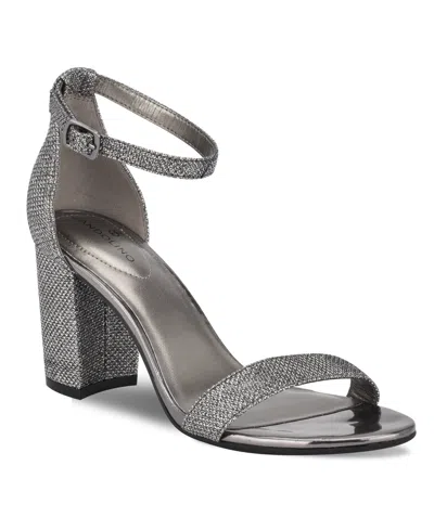 Bandolino Armory 2 Womens Open Toe Ankle Strap Heel Sandals In Silver