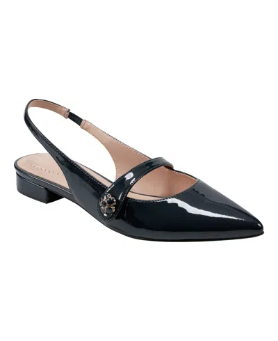 Bandolino Women's Aubriana Pointed Toe Slingback Mary Jane Flats In Dark Blue