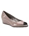 Bandolino Peep Toe Wedge Pump In Light Taupe Patent