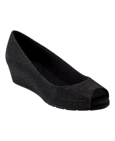 Bandolino Women's Candra Peep Toe Wedge Dress Pumps In Navy Glitter