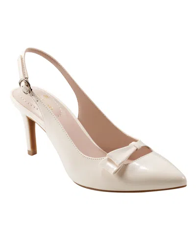 Bandolino Women's Gelli Bow Detail Slim Heel Dress Pumps In Ivory Patent