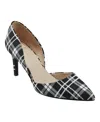 Bandolino Grenow Womens Faux Leather Pointed Toe D'orsay Heels In Black,white Plaid