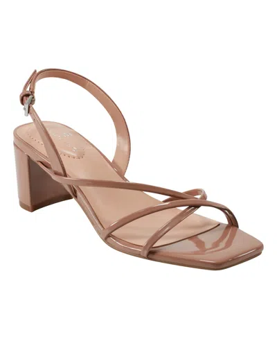 Bandolino Women's Keltie Strappy Block Heel Dress Sandals In Light Natural Patent