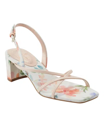 Bandolino Women's Keltie Strappy Block Heel Dress Sandals In Peach Floral