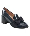 Bandolino Women's Korrar Bow Detail Block Heel Loafers In Navy Patent