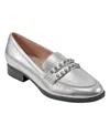 Bandolino Laura 3 Womens Rhinestone Man Made Loafers In Silver