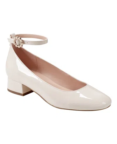 Bandolino Women's Lexy Ankle Strap Low Block Heel Pumps In Ivory Patent