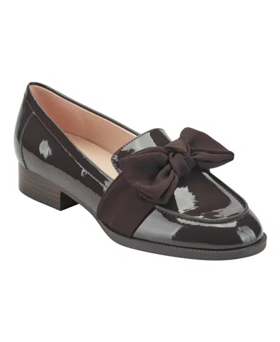 Bandolino Women's Lindio Bow Slip On Tailored Loafers In Brown