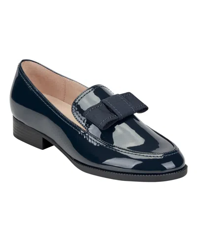 Bandolino Women's Londyna Bow Block Heel Dress Loafers In Navy Patent