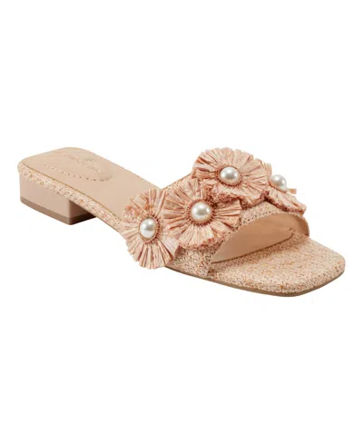 BANDOLINO WOMEN'S MARCELL FLOWER RAFFIA FLAT SLIDE SANDALS