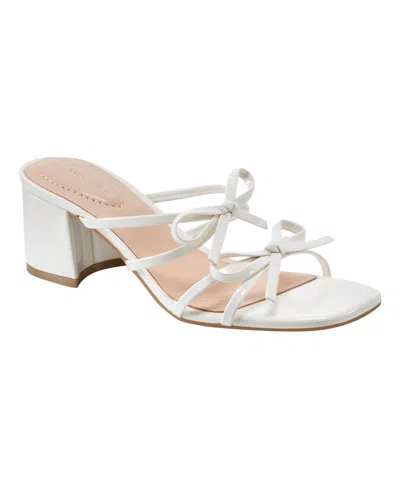 Bandolino Women's Margil Strappy Bow Block Heel Sandals In Cream Patent