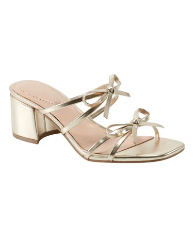 Bandolino Women's Margil Strappy Bow Block Heel Sandals In Gold