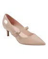 Bandolino Medley 3 Womens Patent Kitten Mary Jane Heels In Light Natural