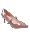 Bandolino Medley 3 Womens Patent Kitten Mary Jane Heels In Medium Pink