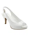 Bandolino Women's Melt Peep Toe Slingback Platform Dress Sandals In White Patent