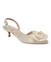 Bandolino Women's Miller Rosette Halter Kitten Heel Pumps In Light Natural
