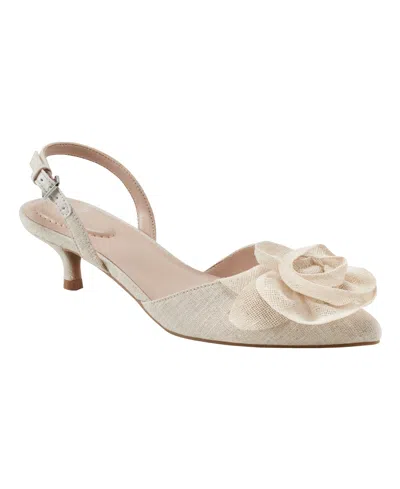 Bandolino Women's Miller Rosette Halter Kitten Heel Pumps In Light Natural