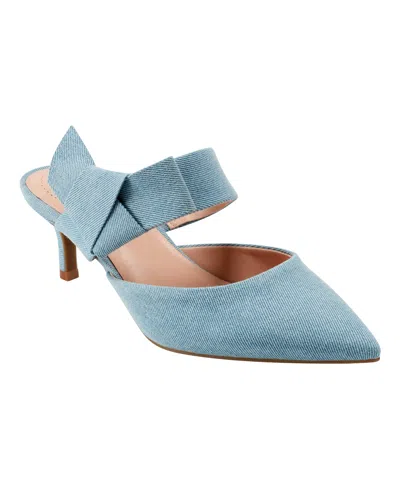 Bandolino Women's Millie Pointed Toe Kitten Heel Mules In Light Blue Denim