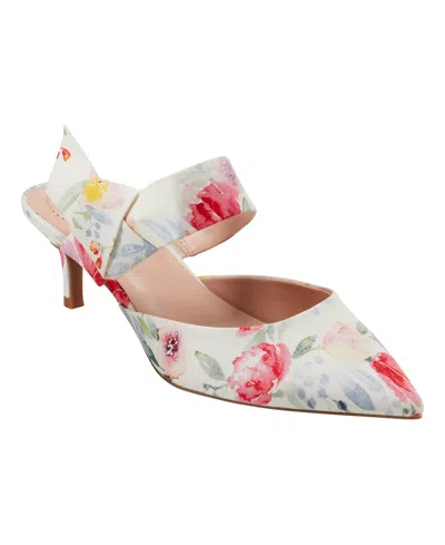 Bandolino Women's Millie Pointed Toe Kitten Heel Mules In Ivory Floral