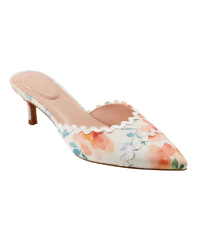 Bandolino Women's Mymy Pointed Toe Kitten Heel Mules In Peach Dreamy Floral