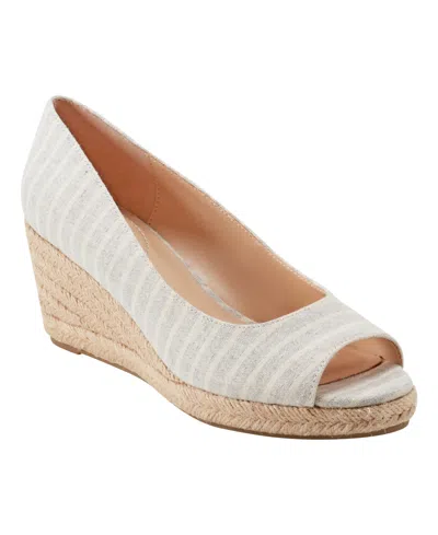 Bandolino Women's Nuri Peep Toe Espadrille Wedge Sandals In Light Blue Stripe