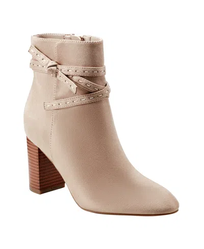 Bandolino Women's Ocorn Ankle Wrap Stacked Heel Dress Booties In Sand