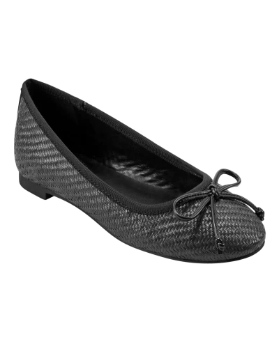 Bandolino Women's Paprika Casual Bow Detail Ballet Flats In Black Woven - Textile,faux Leather