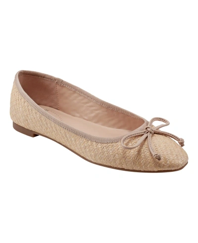 Bandolino Women's Paprika Bow Detail Ballet Flats In Light Natural Woven - Textile,faux Leat
