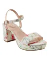 Bandolino Women's Pennie Platform Block Heel Dress Sandals In Ivory Floral