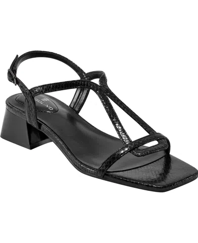 Bandolino Women's Primadon Block Heel Strappy Dress Sandals In Black Snake