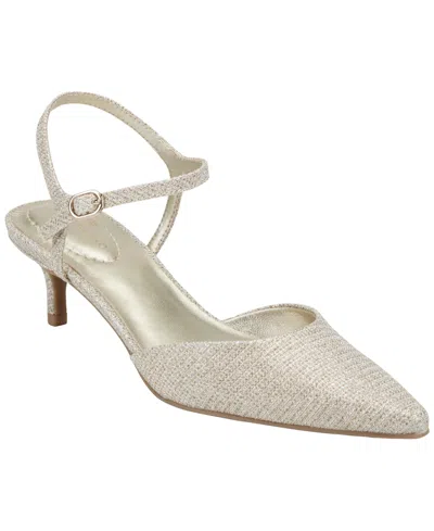 Bandolino Rose Ankle Strap Pointed Toe Kitten Heel Sandal In Silver