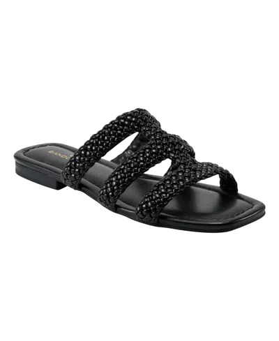 Bandolino Women's Sumer Woven Caged Flat Slide Sandals In Black