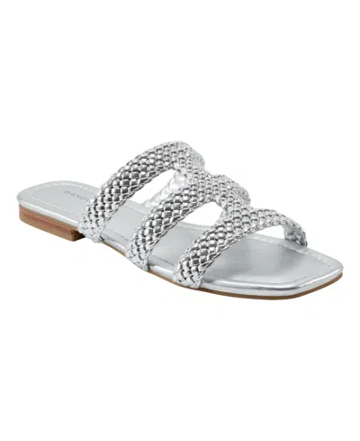 Bandolino Women's Sumer Woven Caged Flat Slide Sandals In Silver