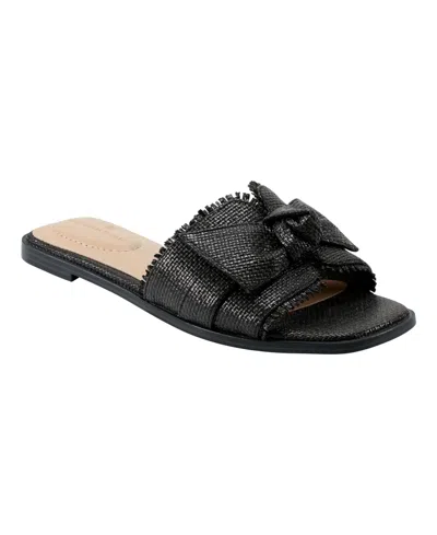 Bandolino Women's Vallen Knotted Bow Flat Slide Sandals In Black