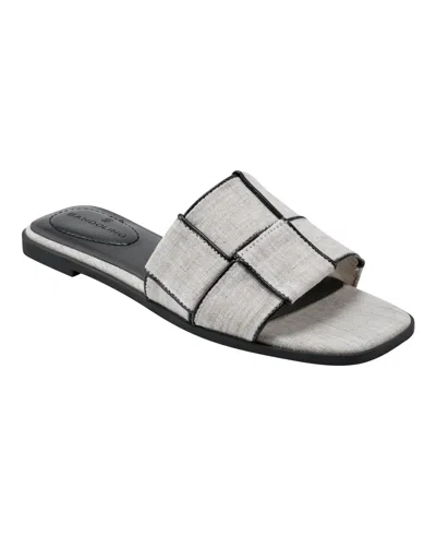 Bandolino Vanelli 7 Womens Padded Insole Woven Slide Sandals In Sand,black