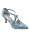 Bandolino Women's Zeffer Strappy Bow Kitten Heel Pumps In Light Blue Patent