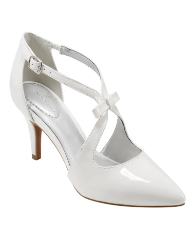 Bandolino Women's Zeffer Bow Detail Dress Pumps In Cream Patent - Faux Patent Leather