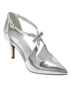 Bandolino Women's Zeffer Strappy Bow Kitten Heel Pumps In Silver Chrome